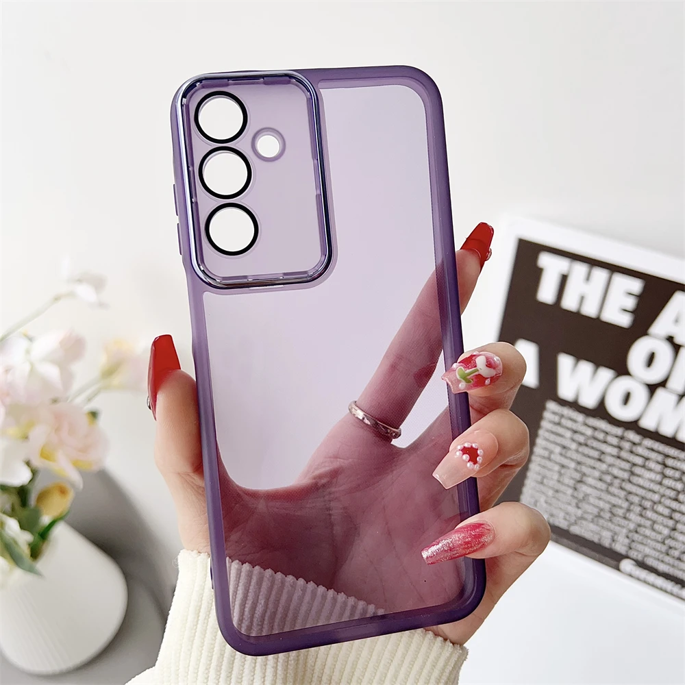 Transparent Shockproof Camera Lens Protection Phone Case - Clear & Colorful Cover