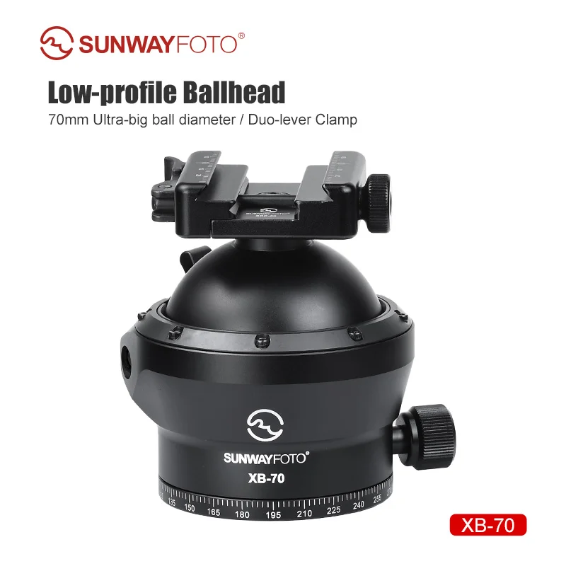SUNWAYFOTO XB-70 70mm Ballhead for Hunting Tripod Picatinny and Arca Swiss Clamp Load 88lb(40KG)