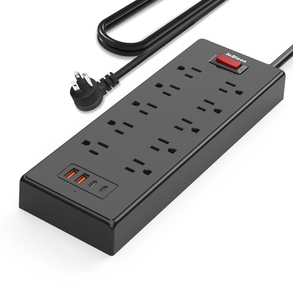10 AC Plug Power Strip with 4 USB Ports