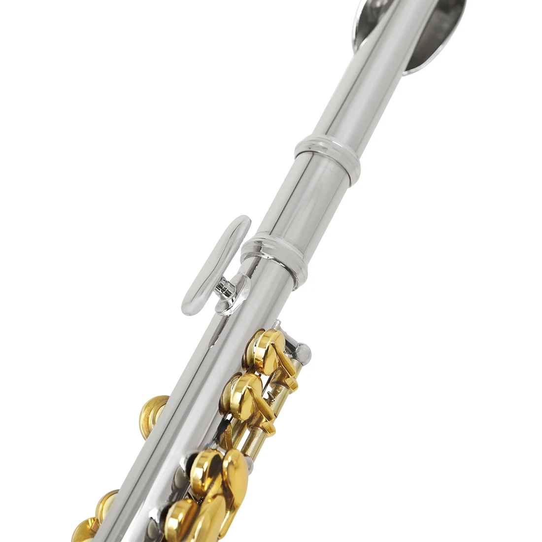 SLADE Piccolo Professional C Key Cupronickel Half-size Flute Silver Plated Body Gold Key with Padded Case Cleaning Cloth