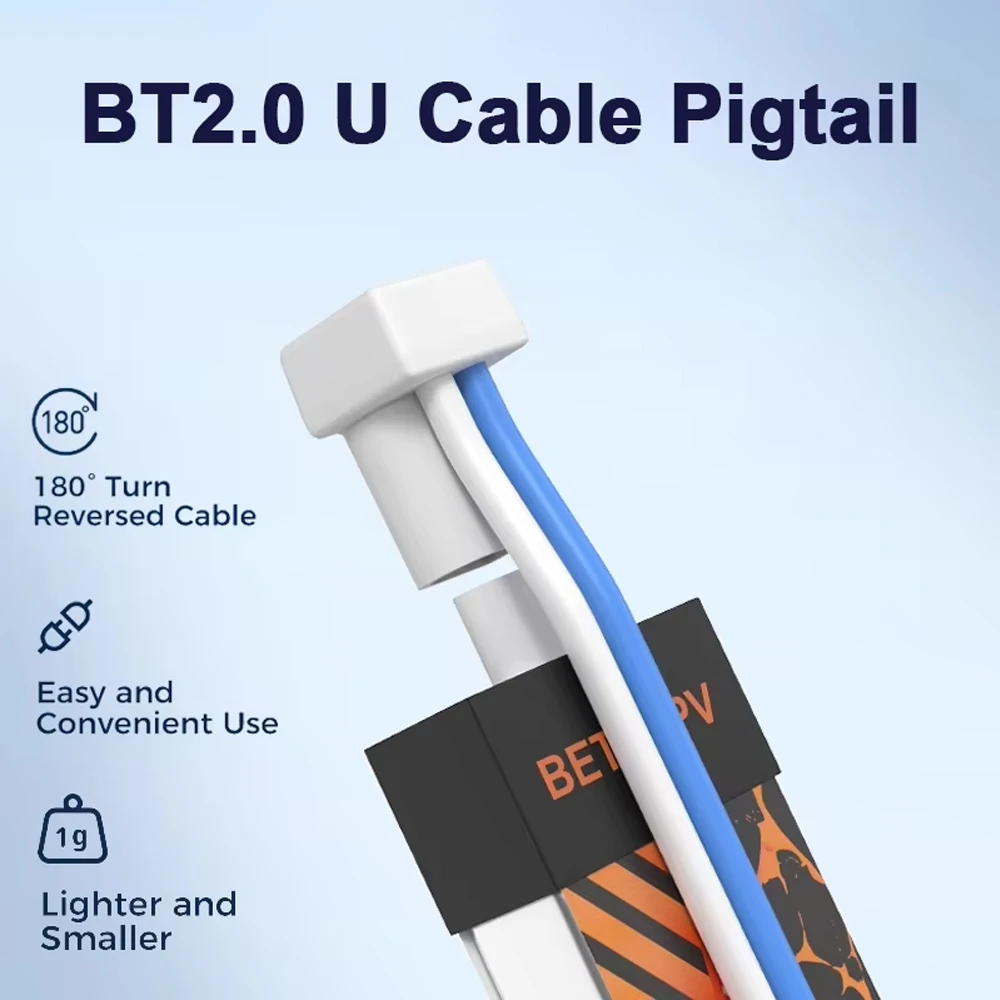 Détail du câble Pigtail BT2.0 U pour drone 1S, connecteur PH2.0, 9A continu, 15A crête.