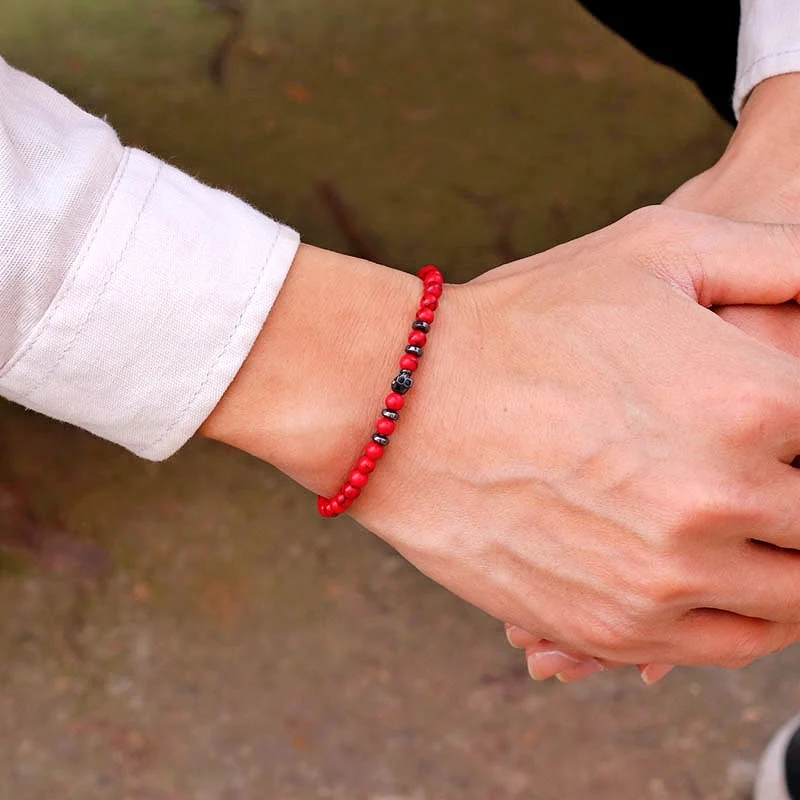 New Gothic Skull Bracelet For Men 4mm Stone Braclet Natural Tiger