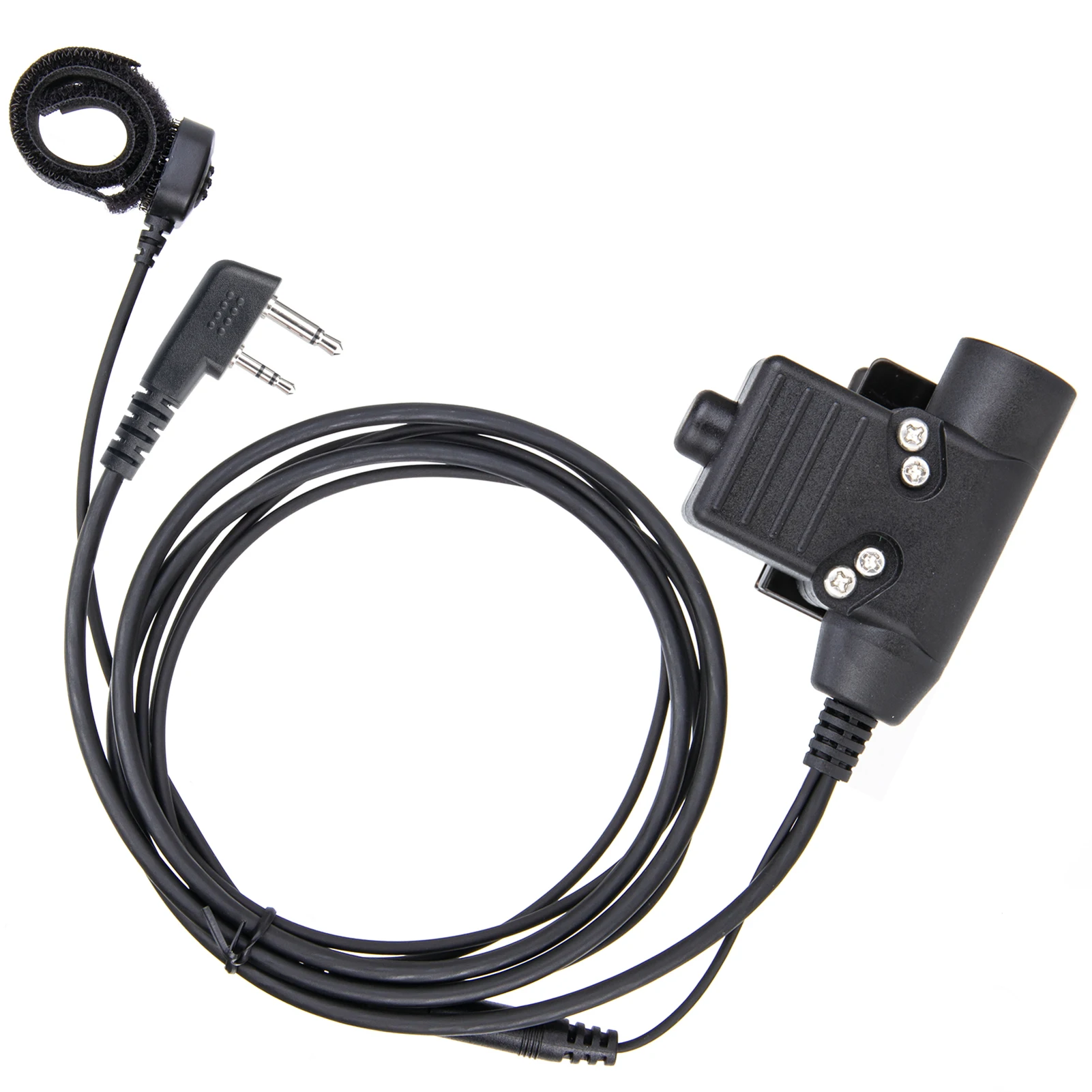 U94 PTT and Finger Microphone PTT with black HD01 Tactical Bowman Elite II Radio Headset Earpiece for ICOM IC-V80