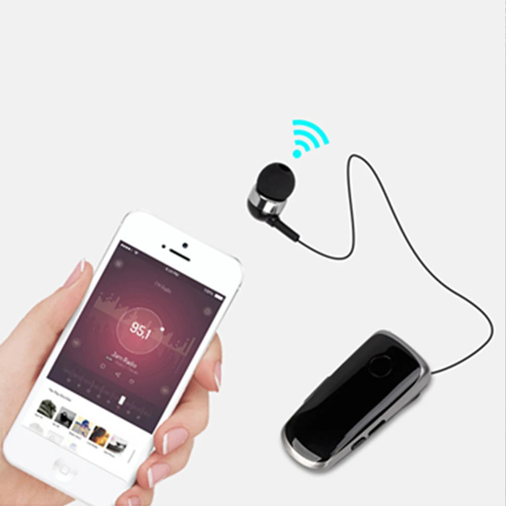 Lavalier K39 Mini Wireless Bluetooth Headset Earbuds with Microphone In-Ear Vibrating Alert Wear Clip Hands Free Earphones