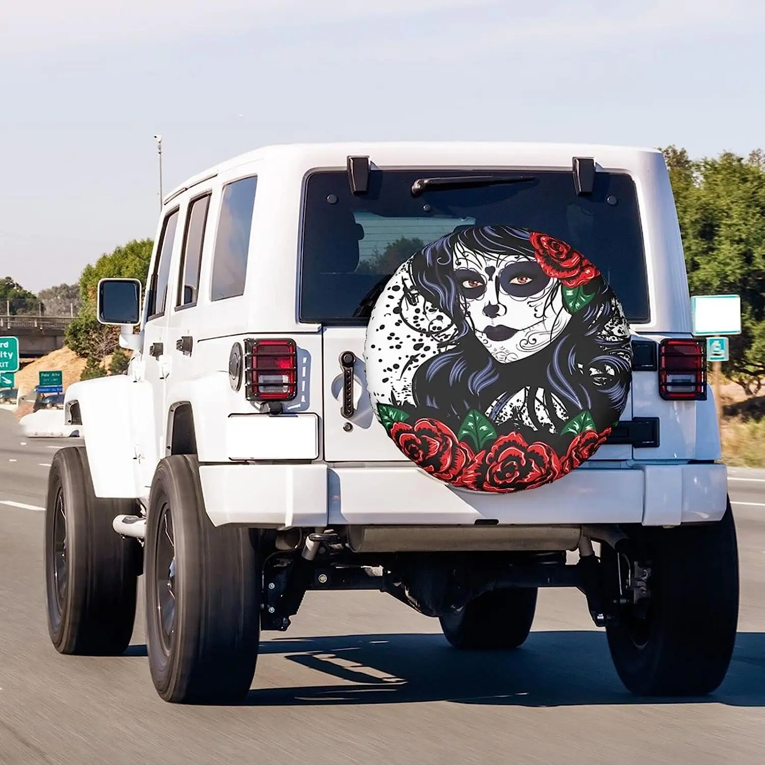 Mexico Sugar Skull Girl Spare Tire Cover Dust-Proof Wheel Tire Cover Fit Trailer RV SUV and Many Vehicle 16 Inch
