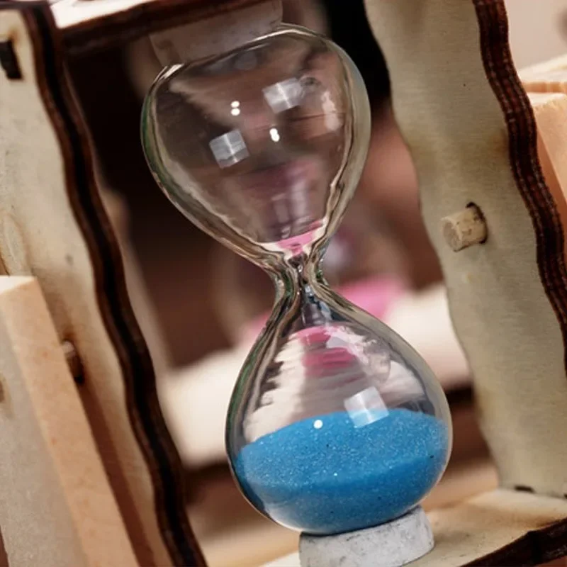 Wooden Hourglass Pen Holder Student Desk Decoration Office Desktop Supplies