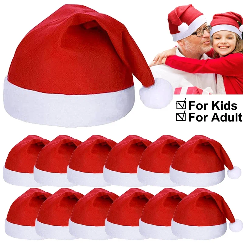 5pcs Christmas Hat+3D Santa Claus Beard Masks for Adult Kids Plush Thicken Warm Xmas Cap Merry Christmas Party Festival Supplies