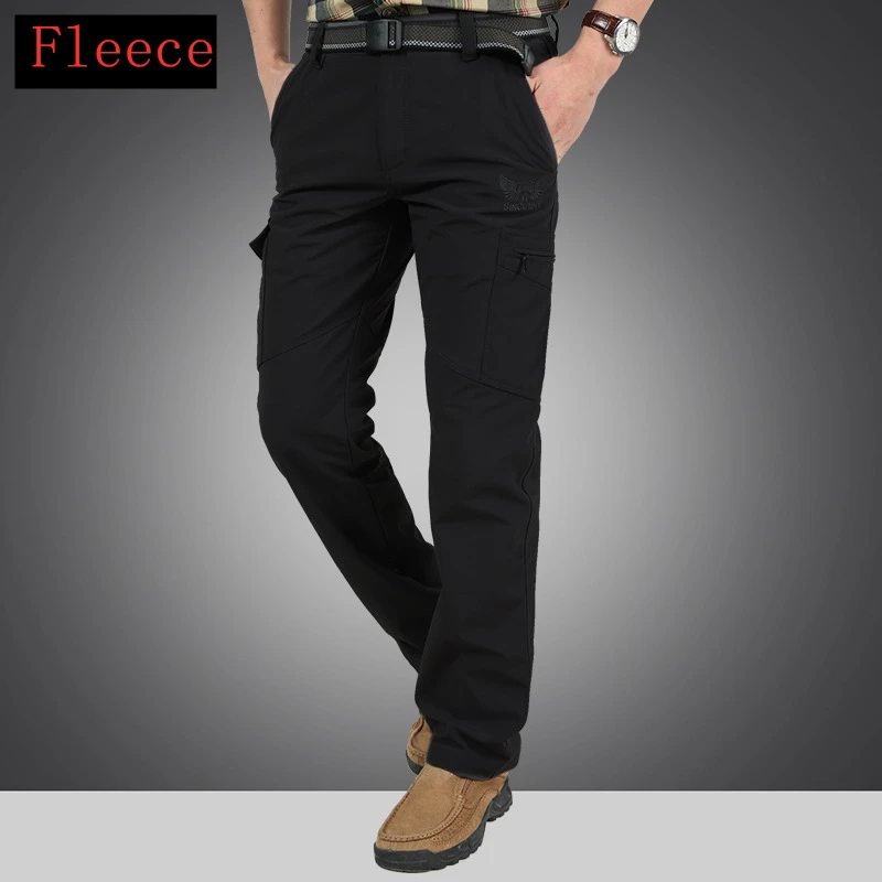 Men Winter Warm Fleece Cargo Pants Tactical Military Pants Thicken Casual Cotton Combat Bomber Working Trousers Plus Szie 4XL cargo pants cotton work pants military cargo pants men casual pants