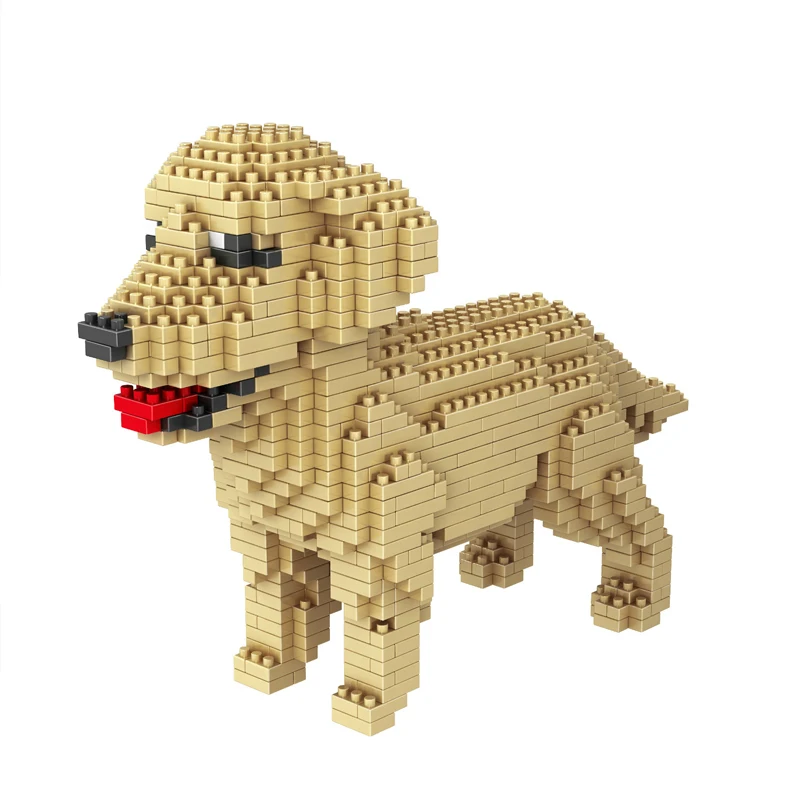 

Cartoon Animal World Golden Retriever Building Blocks Dog Pet 3D Model DIY Mini Diamond Bricks Toys for Children Gifts No Box