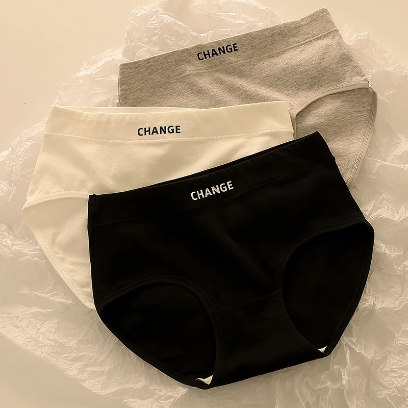 3 قطع سراويل داخلية ناعمة عالية الخصر للنساء عصرية ومريحة رياضية قابلة للتنفس سراويل داخلية مثلثة بسيطة بلون سادة