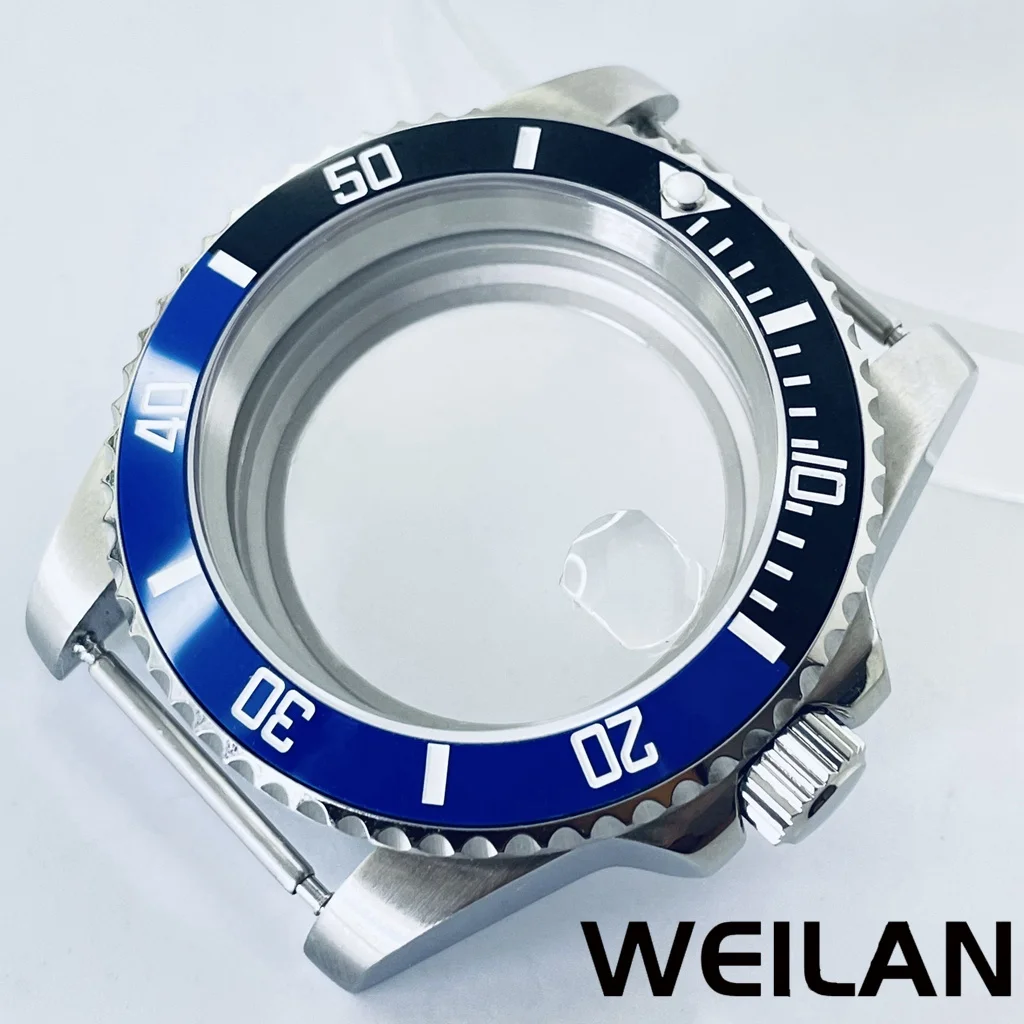 Silver Watch Case with Ceramic Bezel and Sapphire Crystal