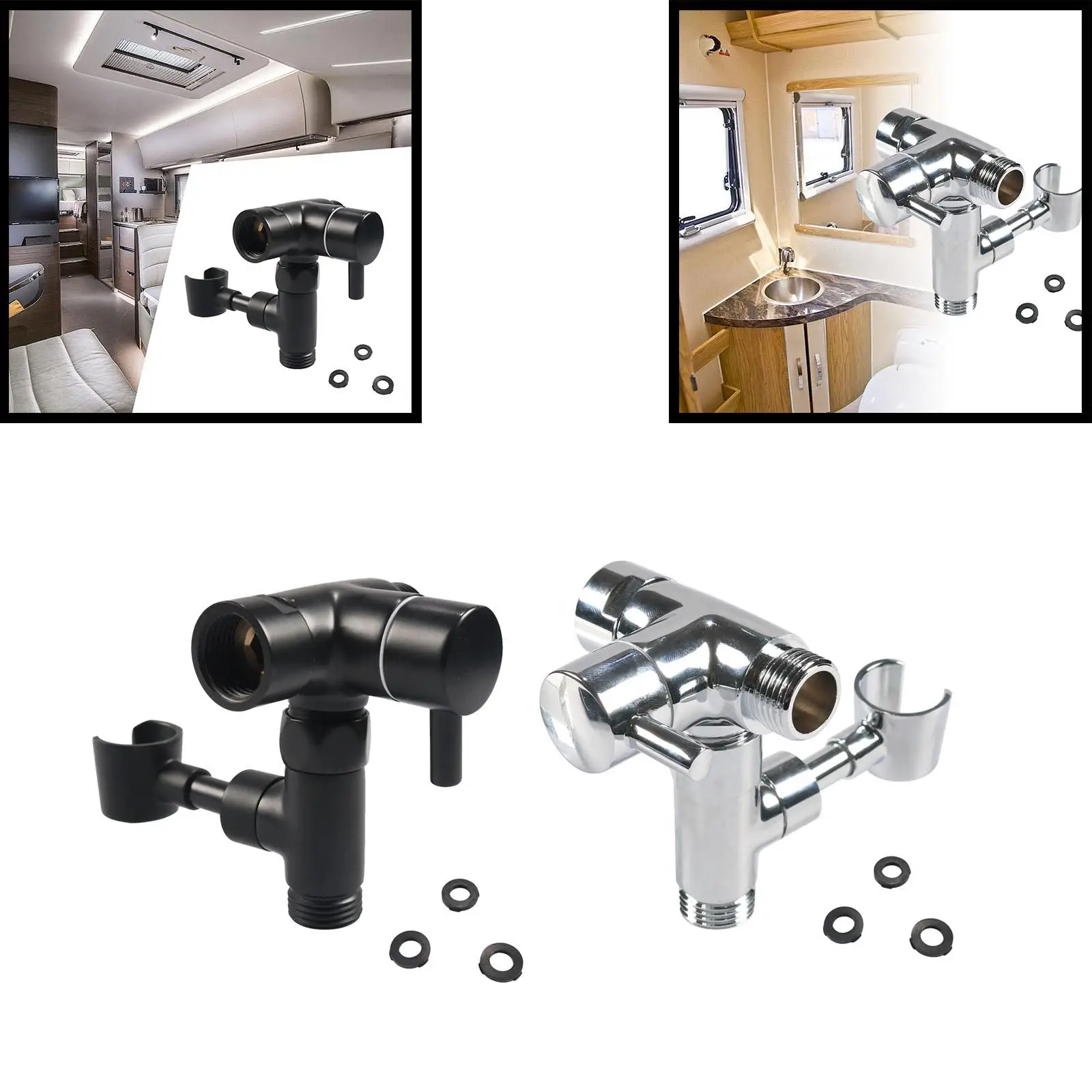 

Metal Shower Arm Diverter with Handshower Mount for Rvs Replace Accessory