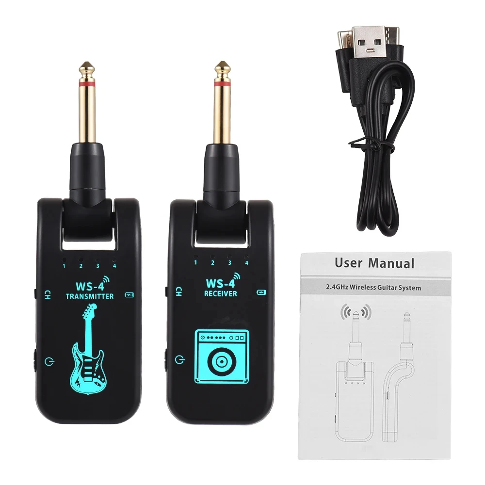 Gitar Kablosuz Sistemi 2.4G Kablosuz Gitar Sistemi Gitar Verici Alıcı Seti Elektro Gitar Bas 48k/16bit Gerçek zamanlı