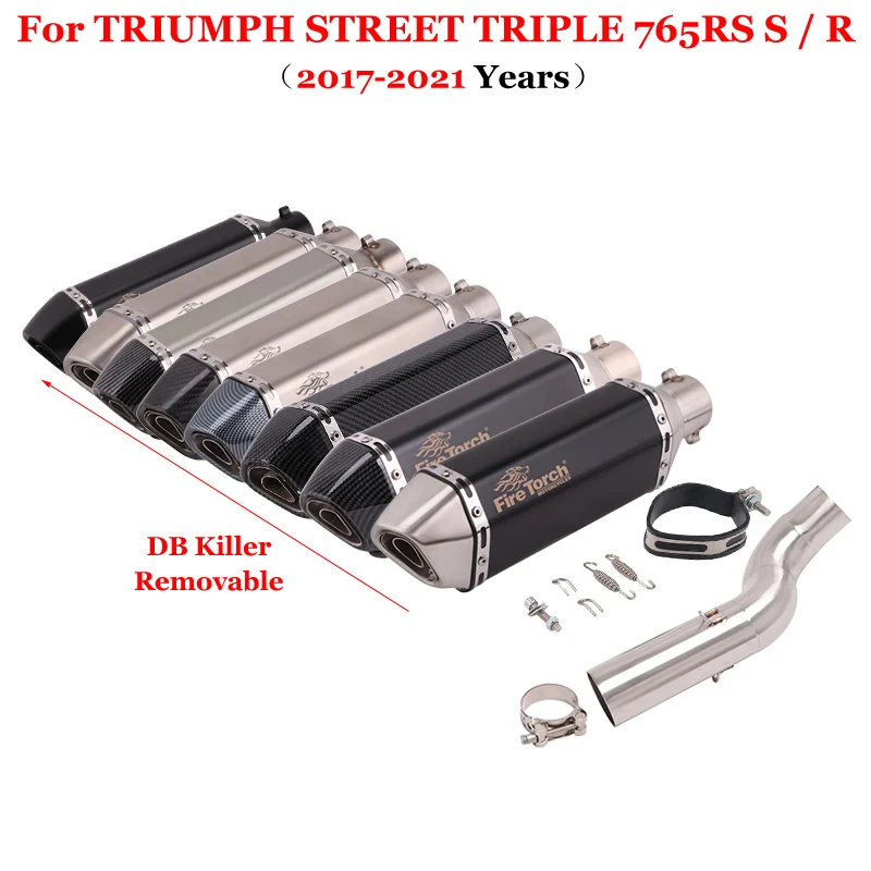 

For TRIUMPH STREET TRIPLE 765RS 765R/S 765 RS 2017 - 2021 Motorcycle Exhaust Escape Modify Mid Link Pipe Muffler Moto DB Killer