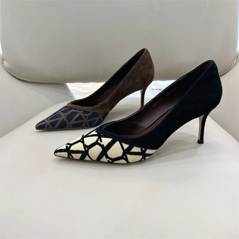

Spring Autumn New Women High Heels Shoes Shallow Suede Pointed Toe Sandals Sexy Stilettos Party Dress Shoes Pumps Mujer Zapatos
