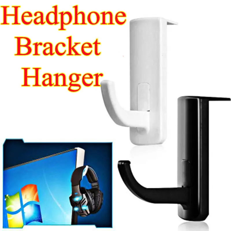 Earphone Sticky Display Stand Black Plastic Bracket Hanger for Wall Hook Desk PC Display Monitor Earphone Sticky Display Stand