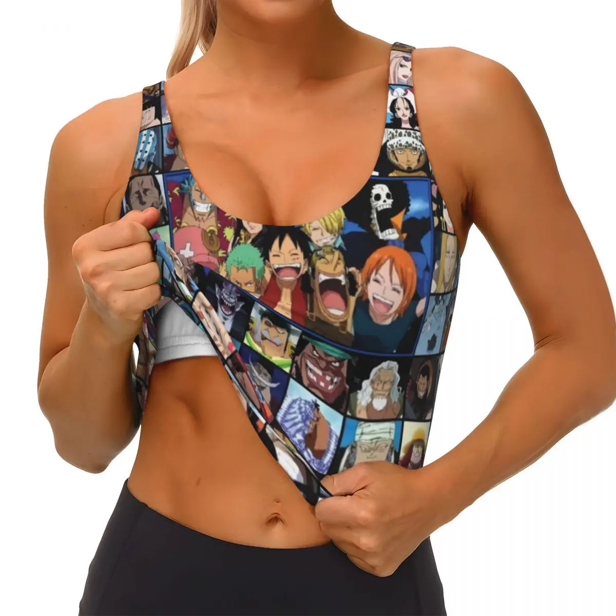 Mugiwara One Piece Workout Crop Tank Tops Women's Seamless Classic Japanese Anime Manga Yoga Running Sports Bras