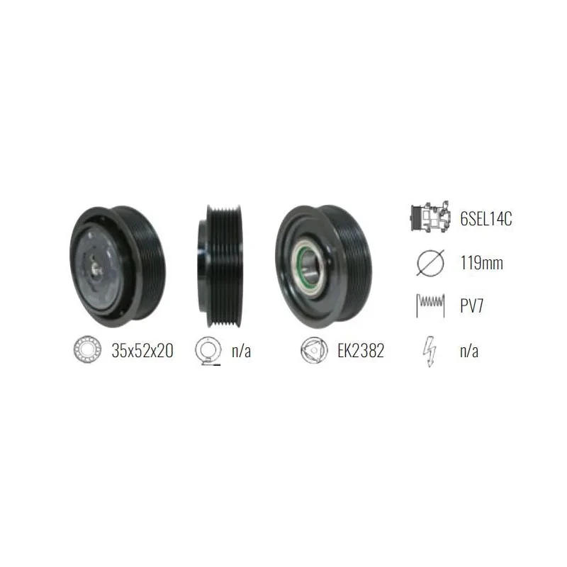 

CA827 CLUTCH ASSEMBLY 6SEL14C 119MM 7PK for RENAULT