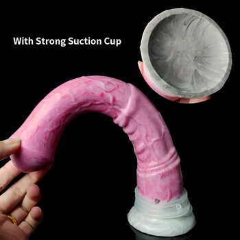 YOCY Long Horse Dildo Realistic Gray Meat Color Animal Dildos Squirting Fuction Vaginal Stimualtor Fake Penis Sex Toy For Female 5