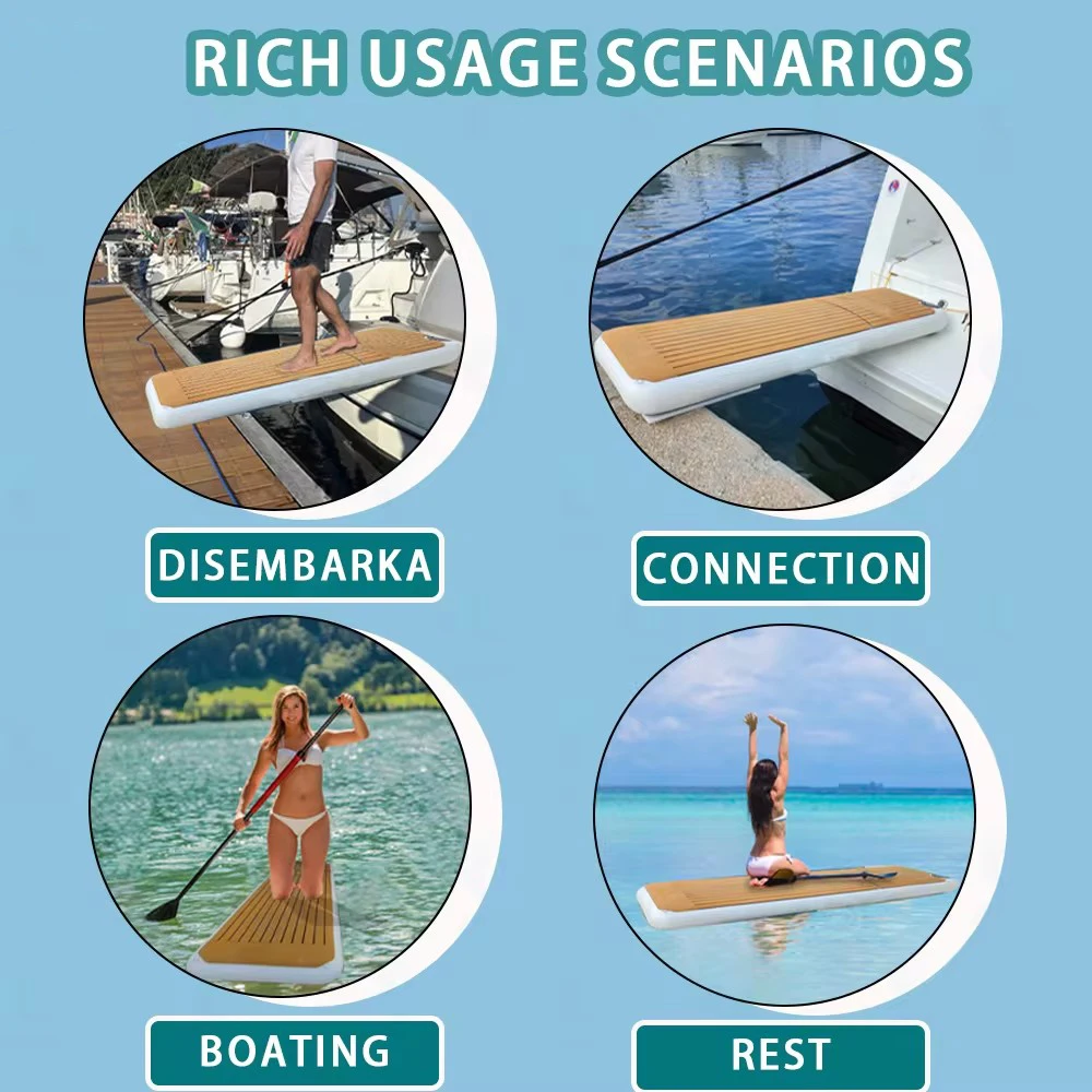 Portable Inflatable Air Dock Water Platform Swim Dock Mat Inflatable Floating Gangway Platform For Yacht Boat Pool Beach Ocean 3