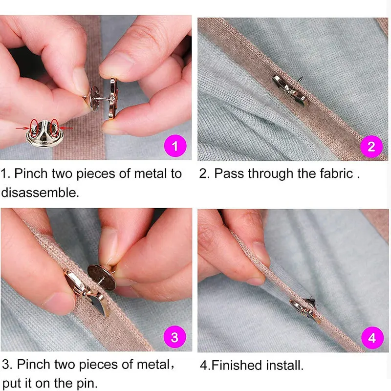 20 Broches Sécurité Décoratives - Perles Métal - Pour Vêtements Chapeaux