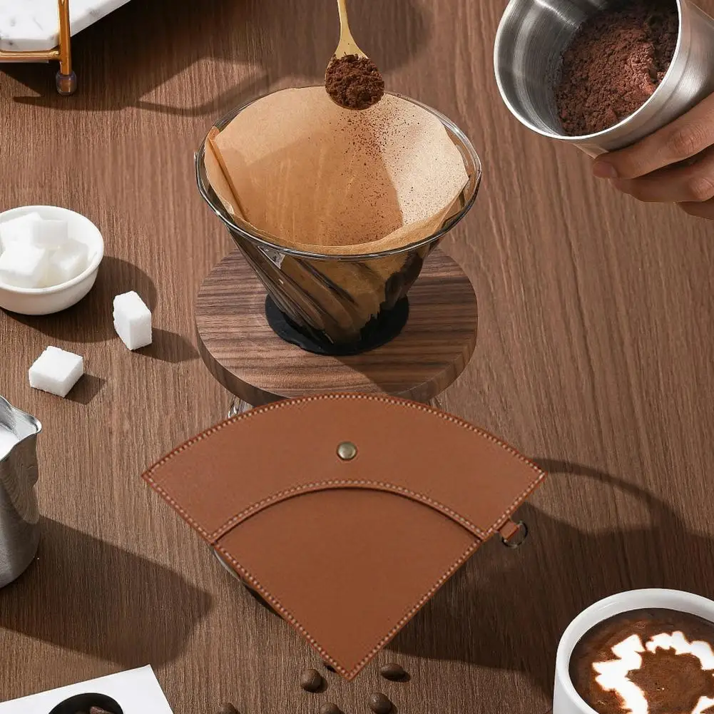 

Filter Paper Storage Case Portable Faux Leather Coffee Filter Paper Case Organizer For Travel Dustproof Waterproof Hand-brewed