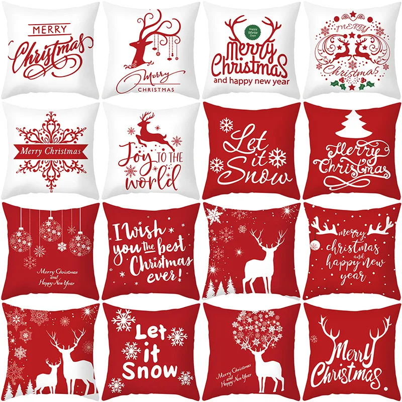 

45X45cm Merry Christmas Cushion Cover Pillowcase Christmas Decorations For Home Xmas Noel Ornament Happy New Year