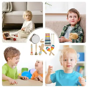 Wooden Instrument Percussion Early Education Music Set Hand Percussion Instrument Wooden Toys For Toddler Boys Early Learning 3