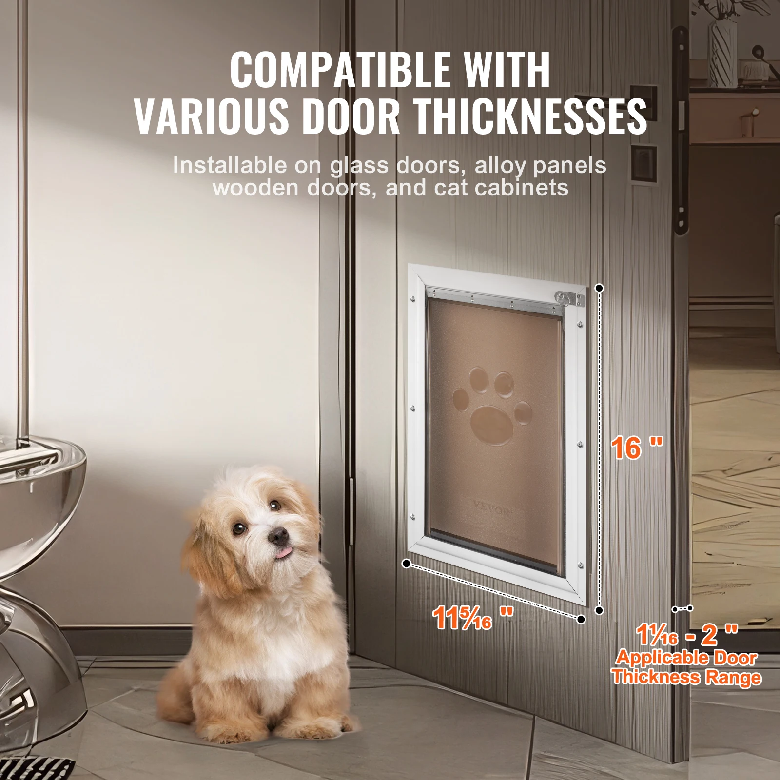 Aluminum Pet Door with Lock and Flap System for Dogs