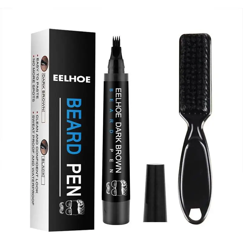 Beard Filling Pen Kit Barber Pencil With Brush Male Tool Hair Eyebrow Engraving Shape Mustache Styling Salon Repair Tool