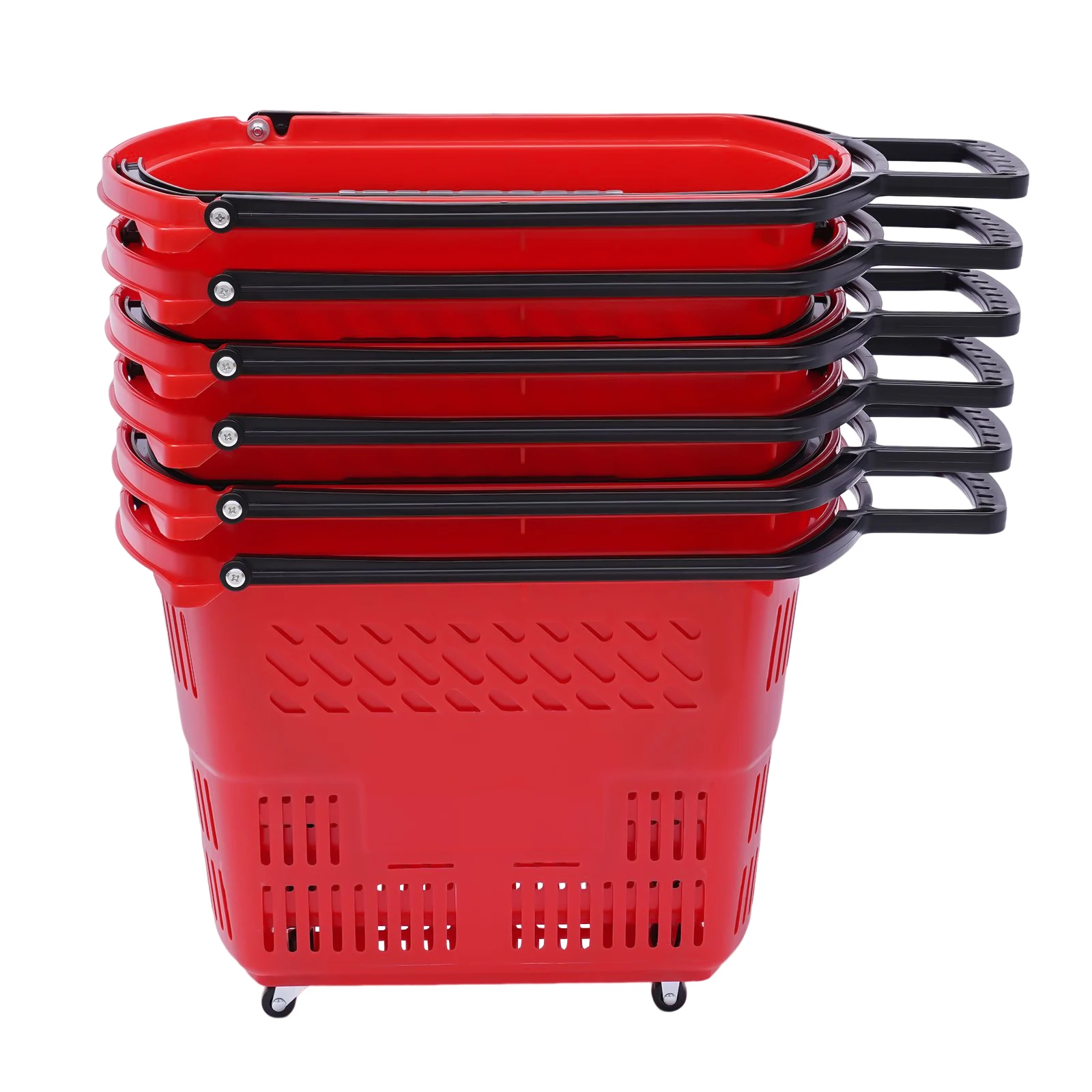 CNCEST 35L 6PCS Shopping Carts with Wheels and Handle Portable Shopping Basket Set Chic Home Kitchen Accessories
