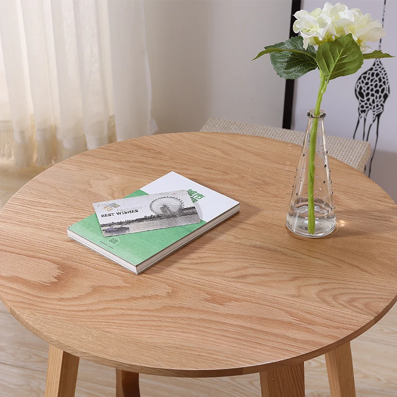 K-STAR Modern Simple Coffee Tables Full Solid Wood Round Table Pure Oak Balcony Movable Terrace Small Desk Creative