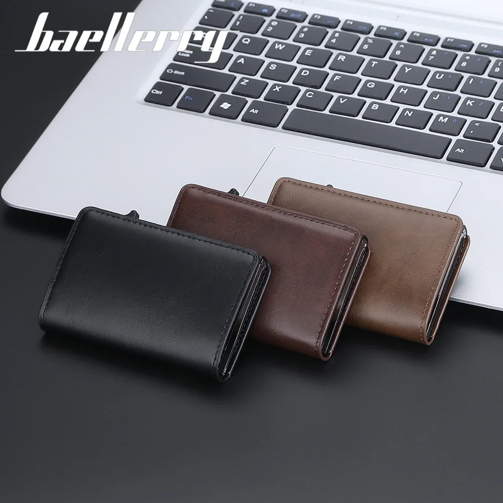 Premium Baellerry Metal Card Holder Men with One-Touch Eject, Thin RFID Protection Anti-Theft Wallet