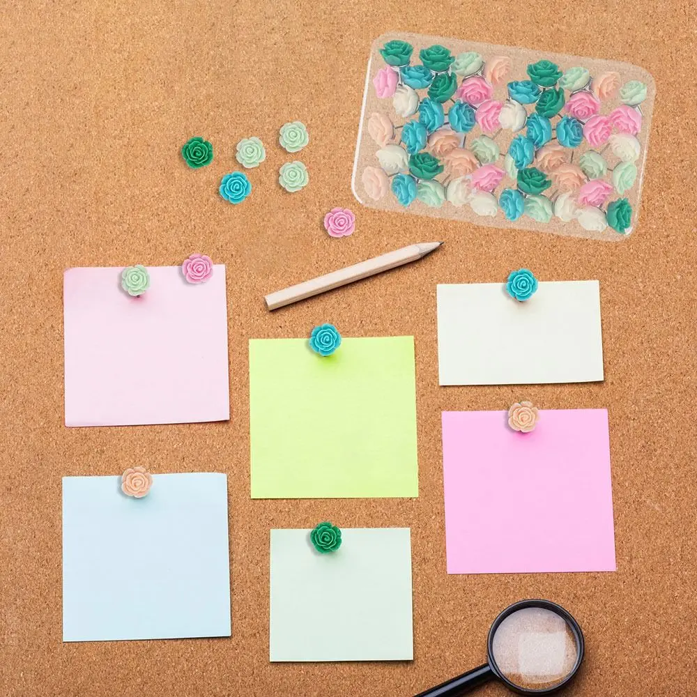 30PCS/Set Creative Push Pins Rose Sunflower Daisy Thumbtacks Photo Wall Nail Wall Maps Cork Boards Decor Office Binding Supplies photo wall big head nail color ball nail decoration fixation school supplies cork board push pins office accessories push pin