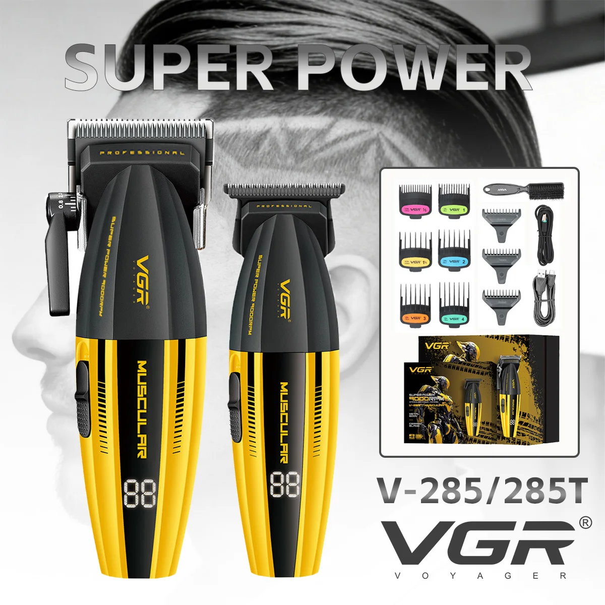 VGR 9000RPM Hair Clipper Professional Clippers Adjustable Haircut