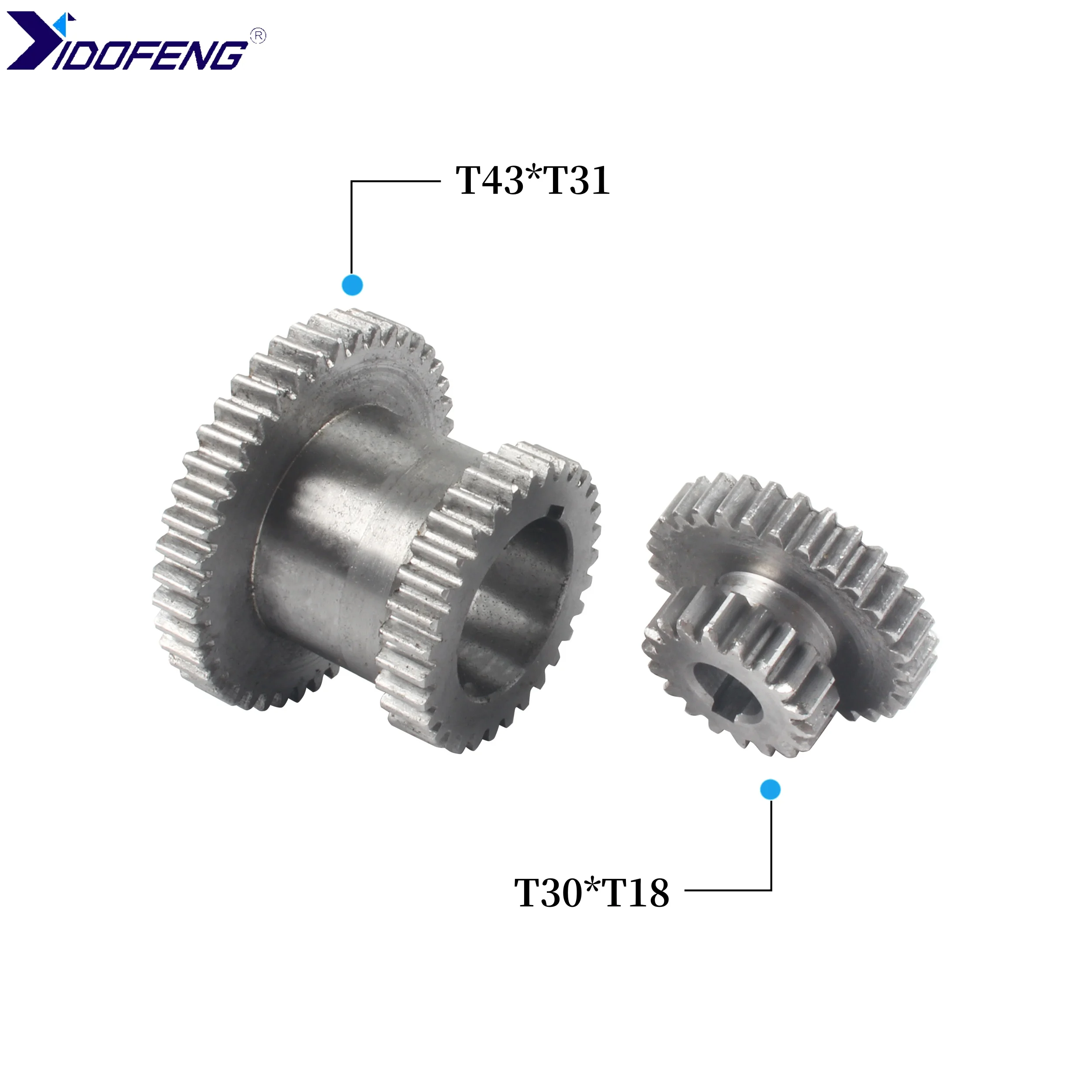 High&low T43xT31 T30xT18 Metal Steel CJ 0618 Mini Lathe Main shaft Transmission Speed Gear For CJ0618 Teeth 2pcs