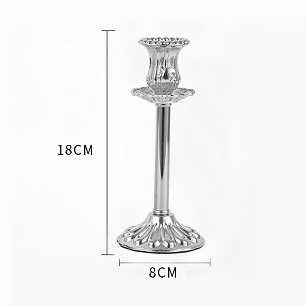 Silver Metal Pillar Taper Candle Holder Candlestick Holder for 2.2