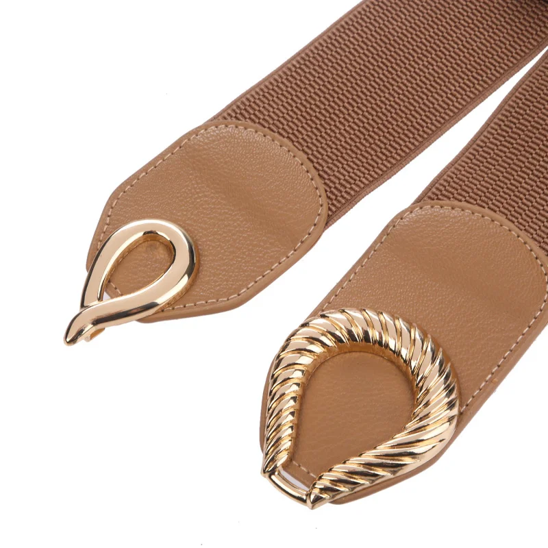 Elegantes Wassertropfen-Design für Damen, PU-Stretch, breiter Gürtel, Kleid, modisch, dekorative Taillengürtel – Detail 1
