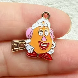 Set of 10 Gold Enamel Cartoon Charms for DIY Jewelry and Crafts (Red)