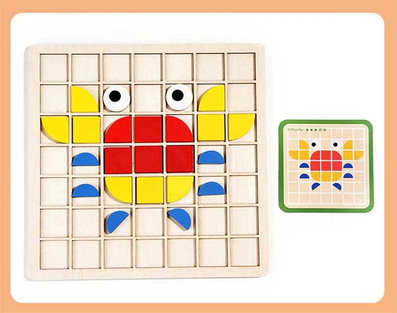 Children Shape Blocks Colored Wood Puzzle Toys for Kids 3-8Y Montessori Matching Game Fine Motor Skills Toddlers Educational Toy