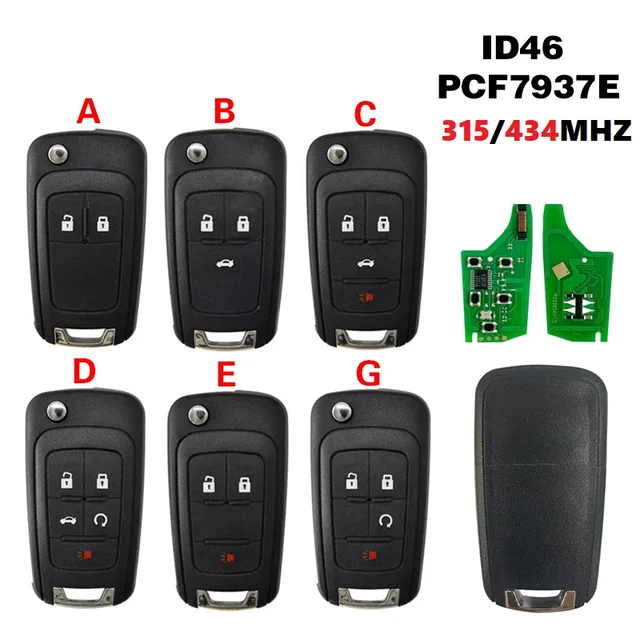 CN014058 2/3/4/5 Button 315/434MHz ID46 Chip Remote Car Key For Malibu Cruze Aveo Spark Sail Opel Vauxhall 1