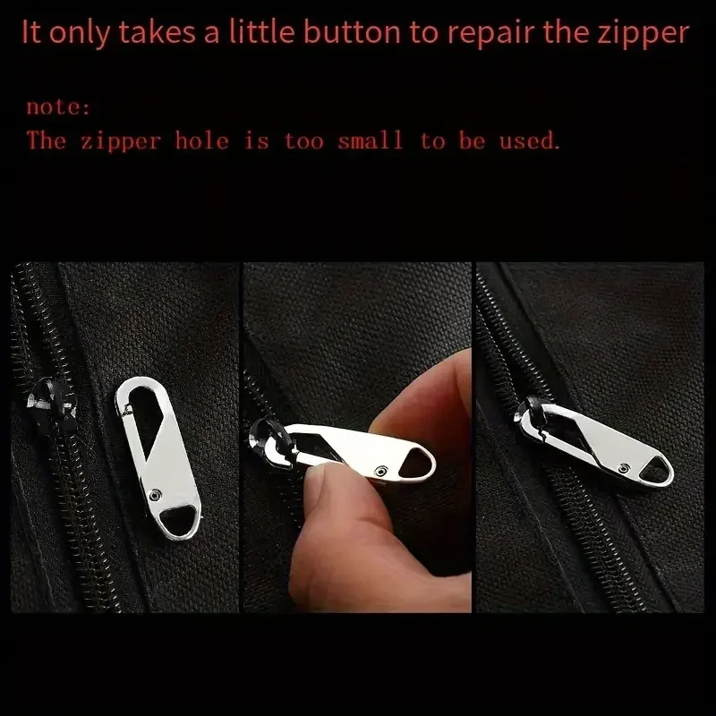 5 Pieces Zipper Slider Puller Replacement Zipper Repair Kit Universal Fixer Metal Head
