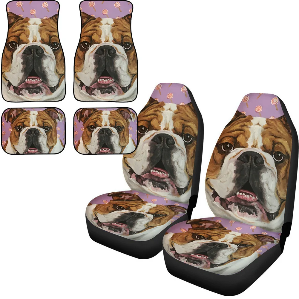 BulldogFigureCarFloorMatSeatCoverCushionPatternCustomFloor