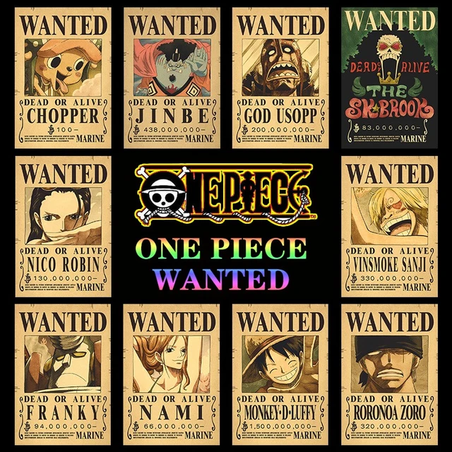 Bandai One Piece Anime Action Figure Vintage  One Piece Wanted Poster Wall  Paper - Action Figures - Aliexpress