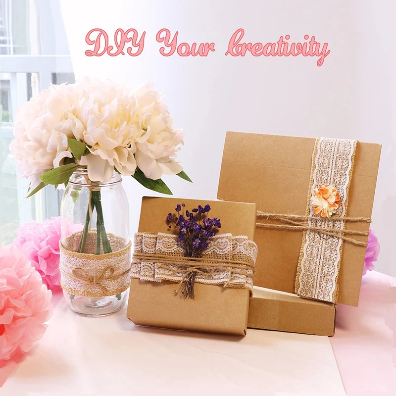 2M/Roll 5CM Jute Burlap Lace Ribbon