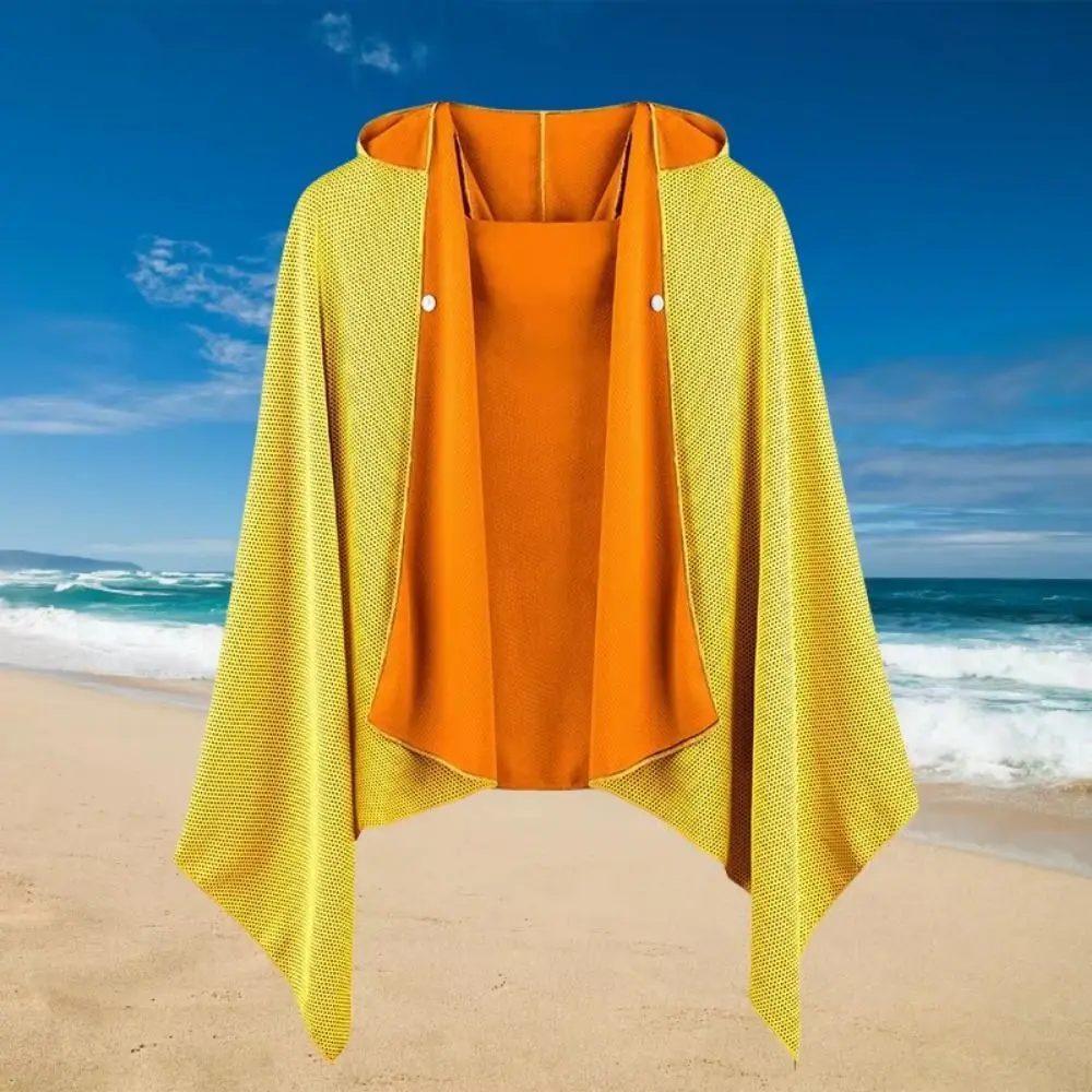 Creative Sun Poncho Quick Drying UV Protection Beach Hooded Cloak Sweat Absorbent Snap Button Sports Cooling Cape Cycling