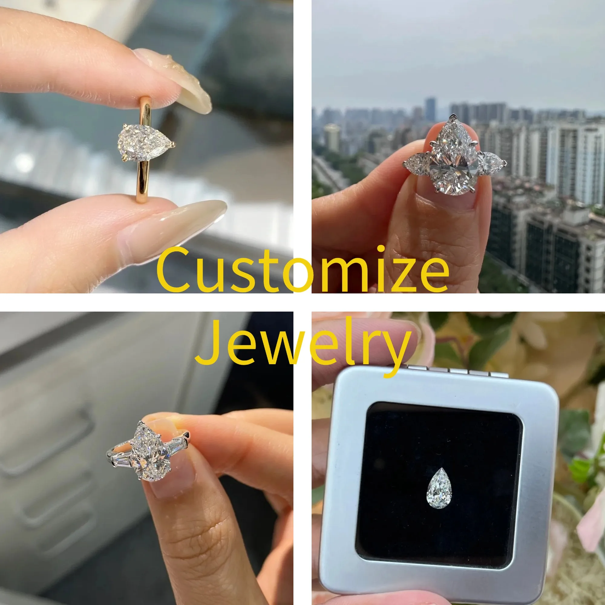 梨型ラボグロウンダイヤモンド IGI鑑定書付き CVD HPHT 1ct 1.5ct 2ct