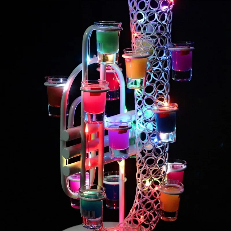 TOP quality Luminous Light Up LED Saxophone wine Cup stand holder for Birthday Party Night Bar club supply