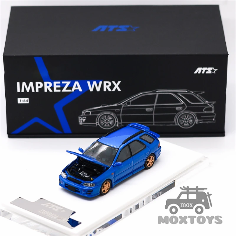 ATS 1:64 IMPREZA WRX 메탈릭 블루/화이트 다이캐스트 수집가용 차량 모델 자동차