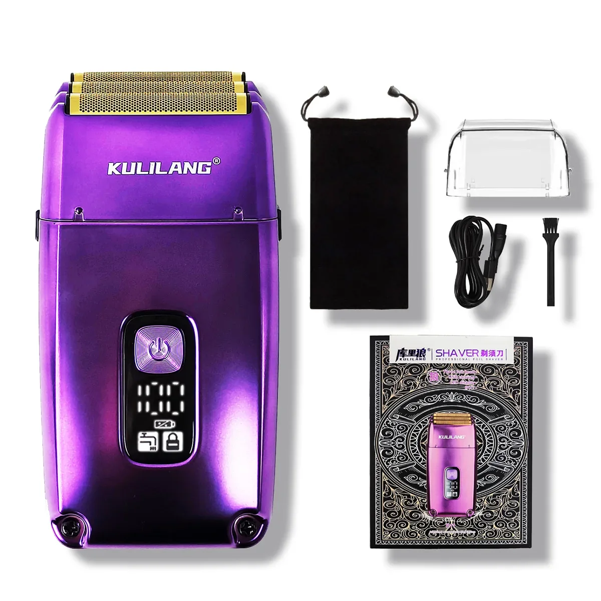 KULILANG R11F Purple Professional Oil Head Gradient Electric Hair Shaver Titanium Plated  knife net Hair Salon Trimmer 6